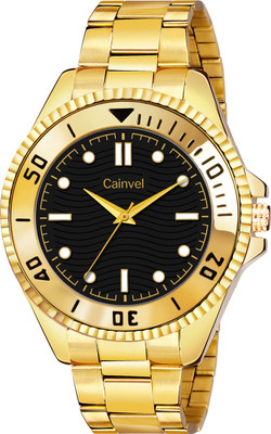 CAINVEL CV8184 Golden Color Chain Black Dial Analog Watch  - For Men