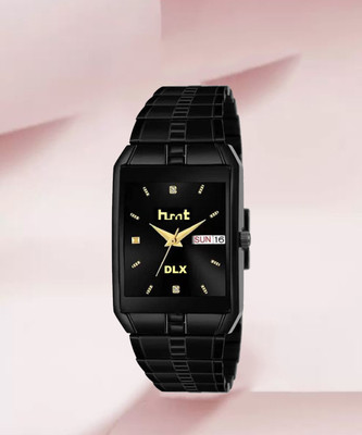HMT DLX Day & Date Series Original Black Plating Quartz Metal Wrist Watch Analog Watch  - For Men