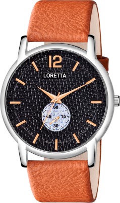 Loretta LT_6003 Slim Black Chronograph Dial Tan Color Belt Sporty Look Boys Analog Watch  - For Men