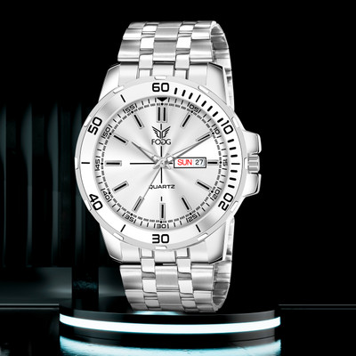 FOGG 2154-Silver Day and Date Display Analog Watch  - For Men