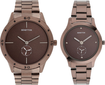 United Colors of Benetton Brown Dial Watch Gift Set Analog Watch  - For Couple