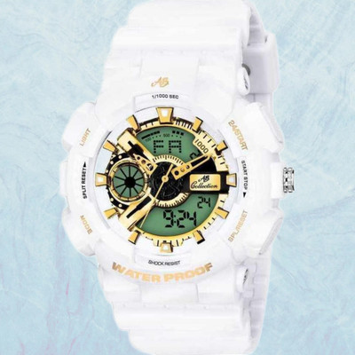 house of common White Golden Dial G-Style S-007SHOCK Gyro Analog Watch  - For Men