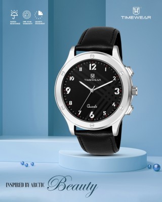 TIMEWEAR 314BDTG TIMEWEAR New Track Black Number Dial Black Leather Strap Analog Watch  - For Men