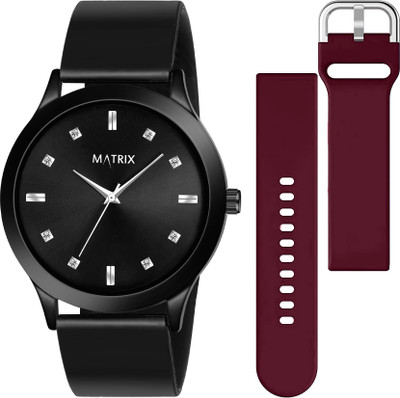 MATRIX Swap 2.0 Black Stone Studded Dial With Interchangeable Straps Analog Watch  - For Men & Women