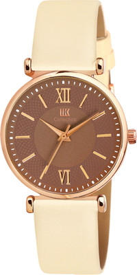 IIK Collection IIK-3223W Round Studded Dial with Genuine Leather Strap Analog Watch  - For Women