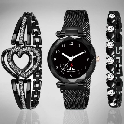MIRSHO MS-401-Black-Dil-Pati Magnetic Chain magnet strap mash hand watch girls watch for women gift Black Analog Watch  - For Girls