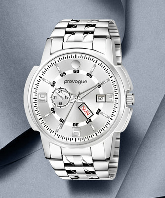 PROVOGUE Provogue Gifting Watch for Men and boys All Silver Day and Date Functioning Long Life Sliver Plated chain Quartz Analog Watch  - For Men