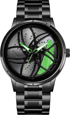 IIK Collections IIK-5024M Men Car Wheel Watch With Spinning Car Rim Design Analog Watch  - For Boys