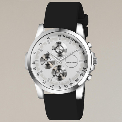 AWEX A_TS09_BlackBelt_SilverDila_01 Men's wristwatch with a silver dial and a black silicone strap Analog Watch  - For Men