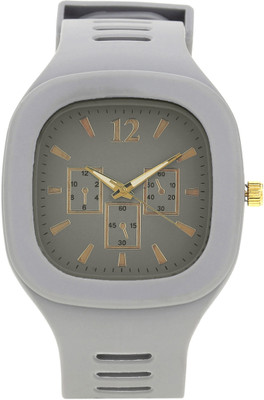 house of common Grey Dial Silicone Strap Water Resistant Watch For Men Analog Watch  - For Boys