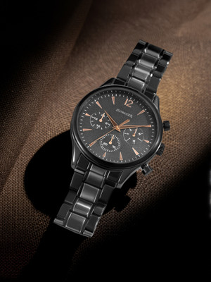 SONATA 2 Quartz Multifunction Black Dial Black Stainless Steel Strap Analog Watch  - For Men