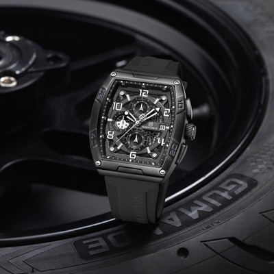 NAVIFORCE Black Luminous Hollow Dial with three chrongraph function Analog Watch  - For Men