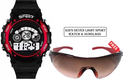 REGARDS R7868D COMBO FOR KID'S & BOY'S SEVEN LIGHT SPORT WATCH & STYLISH SUNGLASS Digital Watch  - For Boys
