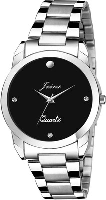 JAINX JW616 Black Dial Silver Steel Chain Analog Watch  - For Women