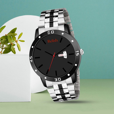 RELish Quartz Analog Watch Watch for Men | Black Dial with Day & Date Display Two Tone Watch Analog Watch  - For Men