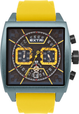EXTRI New Collection Chronograph Square Black & Yellow Dial Analog Watch  - For Men