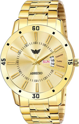 ABREXO 1221 Golden Bracelet Day & Date Functioning Gold Dial Trending Watches For BOYS Analog Watch  - For Men