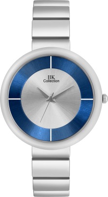 IIK Collection IIK-3156W Round Formal Silver & Blue Studded Dial with Silver Bracelet Strap Analog Watch  - For Women