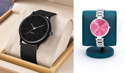 HPWATCH HW3-Silver-Pink_ZX-01-0001 Modern Minimalist Black Dial Silicone Strap Analog Watch Analog Watch  - For Men & Women