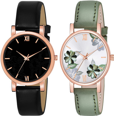 TERIZLA riz New Arrival Flower Design Dial 2 Watch Combo For Girls Analog Watch  - For Girls