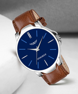 ANALOGUE Midnight Blue Dial and Caramel Brown Synthetic Leather Wrinkle-Free Strap Analog Watch  - For Men