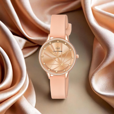 CHARLIEKEEN Modern Rose Gold Elegance Silicone Strap Analog Watch  - For Women