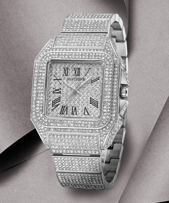 Fash STAINLESS STEEL LUXURY FASHION DIAMOND CRYSTAL DIAL SILVER CHAIN STAINLESS STEEL DIAMOND CRYSTAL SILVER CHAIN Analog Watch  - For Men