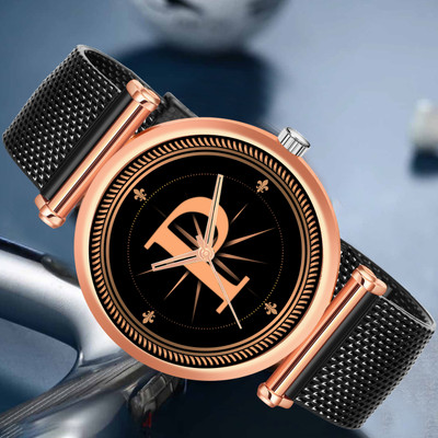 PRATHSY ALPHA-P-RLX-M-RG-BLK-SFR-1 Alpha Heritage Collection P Black Strap Watch for Man & Boys Analog Watch  - For Men