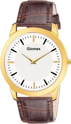 Giomex GMA0L734 White Round Dial with Leather Strap Watch for Men Analog Watch  - For Men