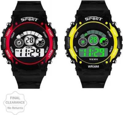 SaaCreations Red Yellow Combo Watch Saa Creations Red & Yellow Seven Light Combo Series Digital Watch  - For Boys & Girls