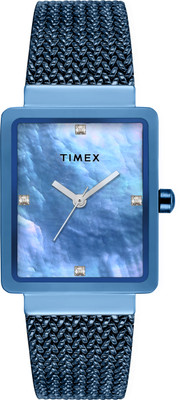 TIMEX TWEL20705 Mother of Pearl Blue Rectangle Dial Quartz Analog Watch  - For Women