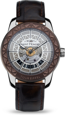 Saint Honore Paris New Collection TOUR EIFFEL ROUND SAND BLAST WHITE DIAL AUTOMATIC 3 HANDS DATE Analog Watch  - For Men