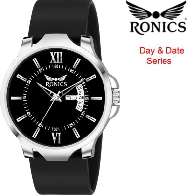 ronics Ronics Black dail Black strep Antique 2.0 Day & Date Softest Silicone Silicon strap Analog Watch  - For Men