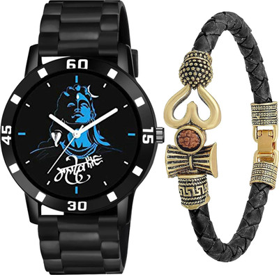 SHURAI Mahadev-photo_watch f Mahadev Leathers Bracelet With Wrist Watches Combo For Men And Boy Analog Watch  - For Men