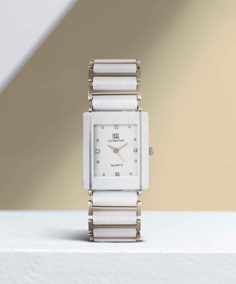 IIK Collection Watch for Men White Studded Dial with White & Silver Bracelet Strap Analog Watch  - For Men