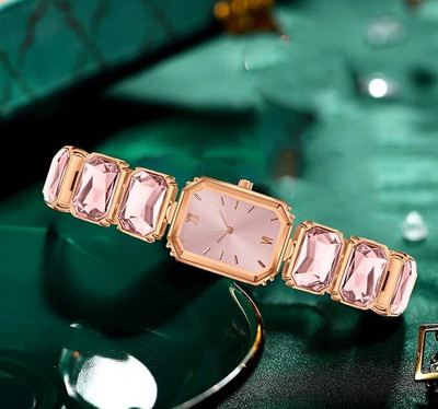 Alkhwatches Glamorous jewel-encrusted timepiece with rich Pink and gold hues Analog Watch  - For Women