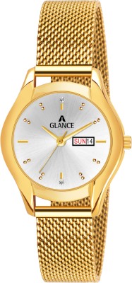 Aglance 7951S GOLD PLATED DAY & DATE WITH ADJUSTABLE MESS CHAIN WATCH FOR WOMEN & GIRLS. 7951S GOLD PLATED DAY & DATE WITH ADJUSTABLE MESS CHAIN WATCH FOR WOMEN & GIRLS. Analog Watch  - For Women
