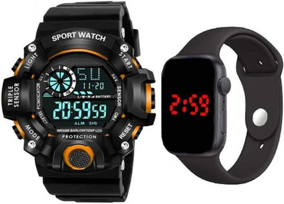 dmash A Digital Watch With Square LED Black- green Strap digital watch combo Digital Watch  - For Girls
