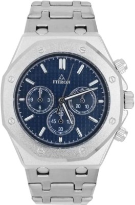 Fitron Fitron Men's Chronograph Silver Wrist Watch with Blue Dial Fitron Men's Chronograph Silver Wrist Watch with Blue Dial Analog Watch  - For Men