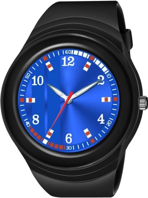 EMPERO EMPERO Trending Tow Tone Blue Dial Black Plastic Strap Analog Watch  - For Men