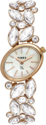 TIMEX TWEL20902 TIMEX Fria Mother of Pearl White Oval Dial Analog Watch  - For Women
