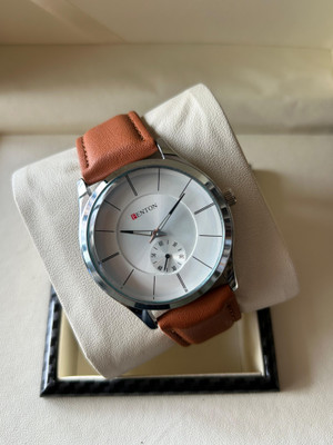 FENTON WATCHES Fenton Rose Gold Analogue Watch with Brown Leather Strap, 40mm Case Analog Watch  - For Men