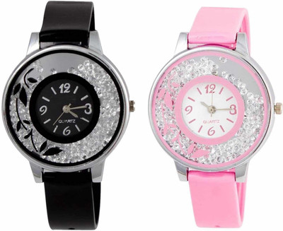 SPLAZOS Girls Diamond Round Attractive Multicolor Combo Set Of Two Analog Watch  - For Women