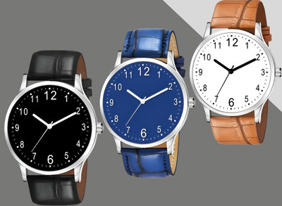 Axyela Leather Strap Combo Set of 3 Analog Watch Pack Of 3 Premium Leather Strap Combo Analog Watch  - For Boys
