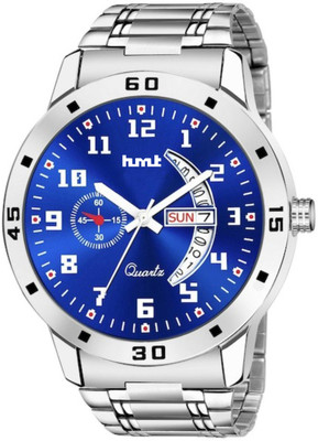 Hmrt Date & Day Functioning Blue Dial Silver Chain Analog Watch  - For Men