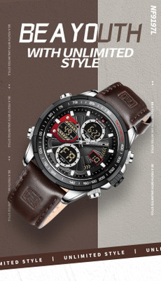 NAVIFORCE 9197 Fashion Sport Quartz Analog Digital LED Military Waterproof Wrist Watch Analog-Digital Watch  - For Men