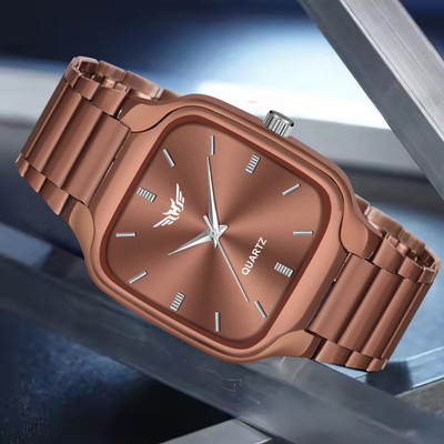 HALA HL-8186 Premium Quality Square Brown Stainless Steel Chain Analog Watch  - For Men