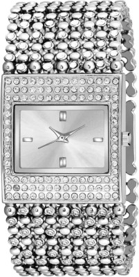 ETLIS Full Chain Silver Silver Rhinestone Bracelet Analog Watch  - For Women