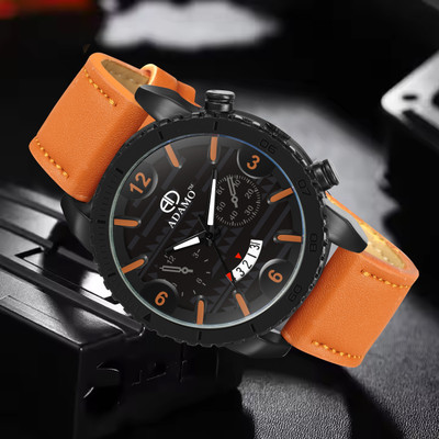 ADAMO Geneva wristwatch / watchs DAY AND DATE FUNCTIONING Black Dial Round Shaped with Synthetic Leather Strap Premium watch for Men and Boys Analog Watch  - For Men
