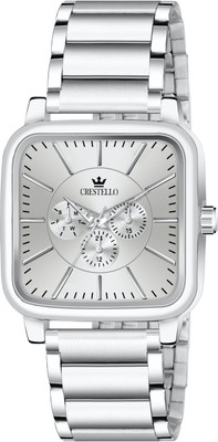 CRESTELLO CR-GS041-SLV-CH Square Dial Steel Chain Analog Watch  - For Men